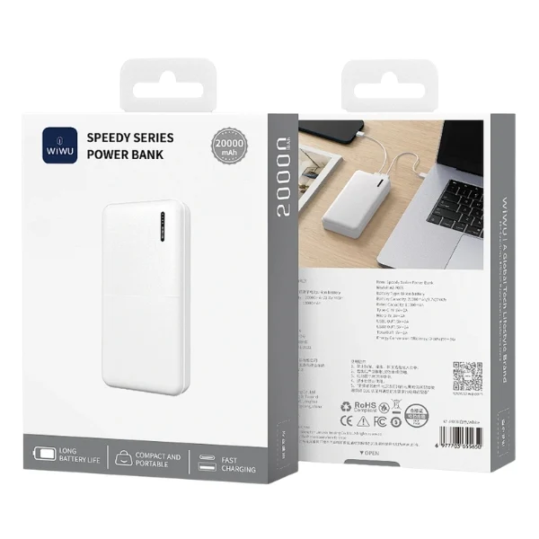 WiWU Wi-P068 Speedy Series 20000mAh Power Bank - Black / White - photo 5 - Shopo.lk