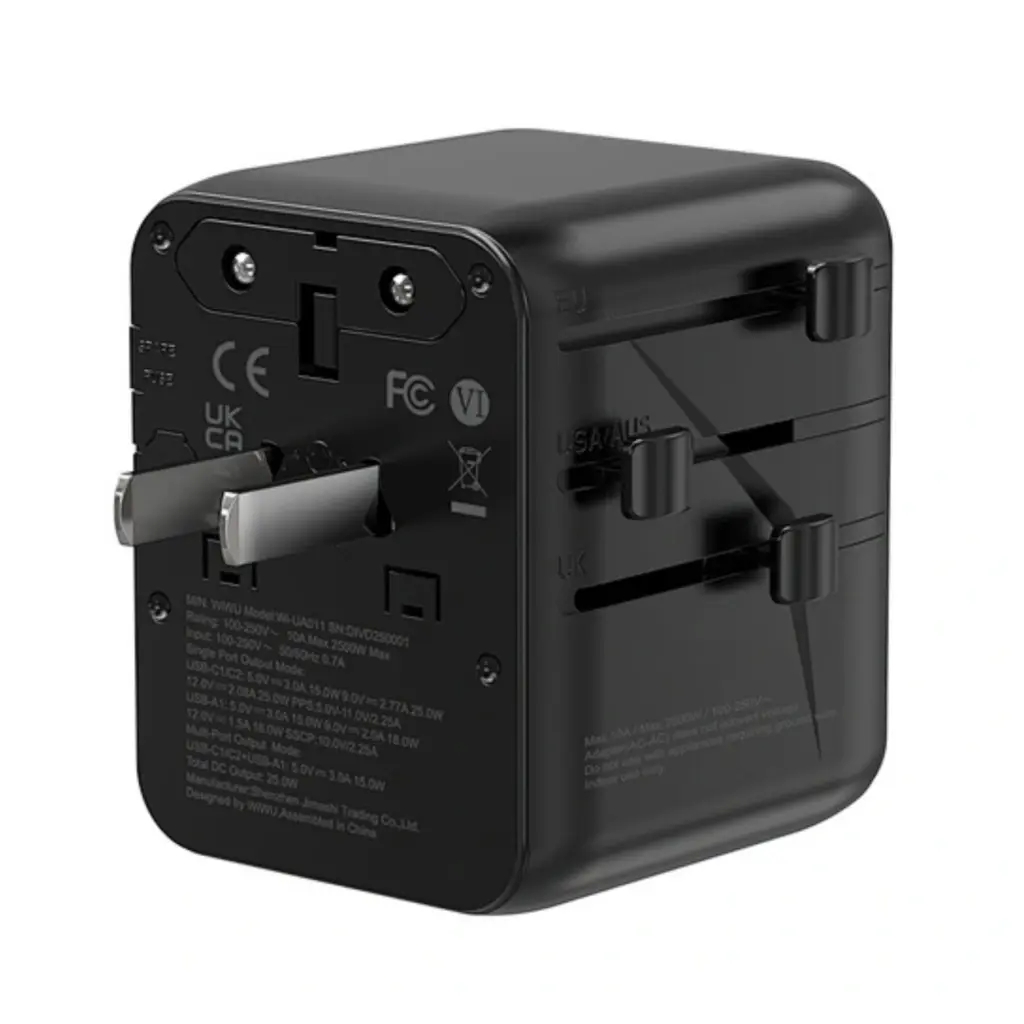 WiWU Wi-UA011 Aramid Fiber Warriors 25W GaN Plug Adapter - Black - Shopo.lk Sri Lanka