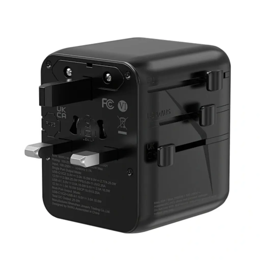 WiWU Wi-UA011 Aramid Fiber Warriors 25W GaN Plug Adapter - Black - Shopo.lk Sri Lanka