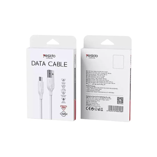 YESIDO CA126M Micro USB Data Cable 1M White - photo 2 - Shopo.lk
