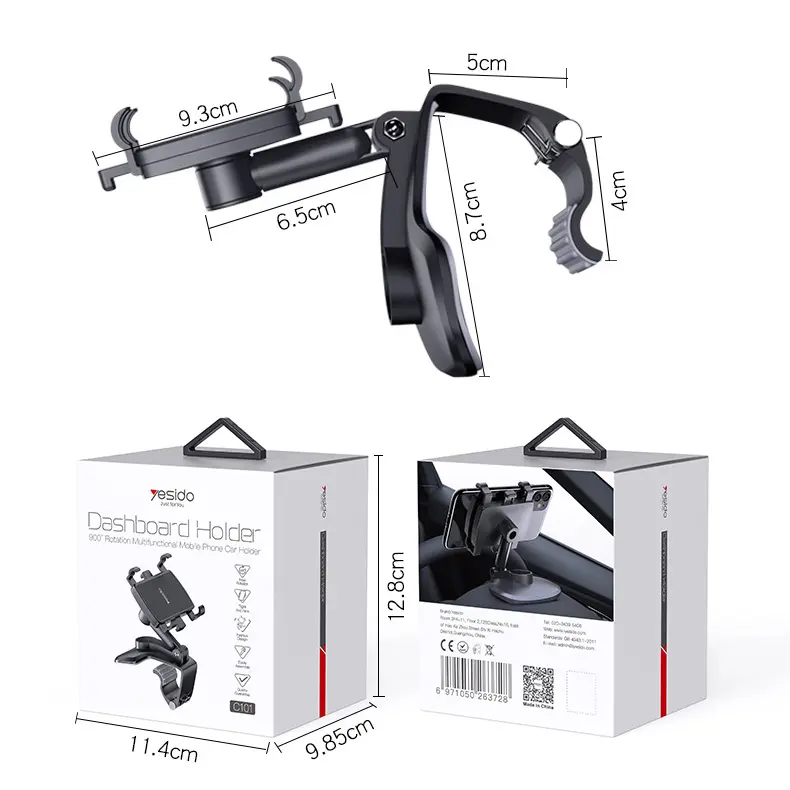 YESIDO Dashboard Holder 900 Degrees Rotation Multifunctional Mobile Phone Car Holder C101 - photo 4 - Shopo.lk