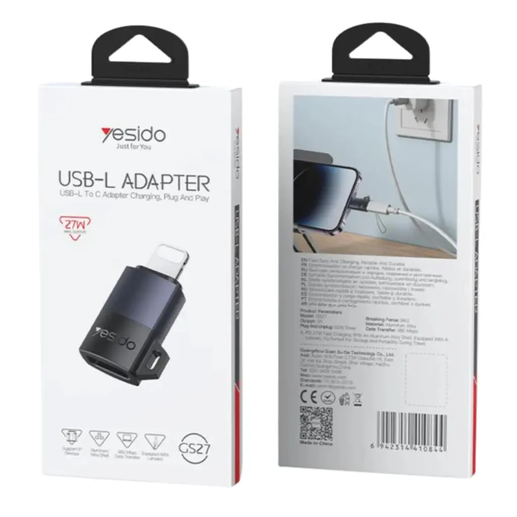 YESIDO GS27 USB-C to Lightning Fast Charging Adapter - photo 3 - Shopo.lk
