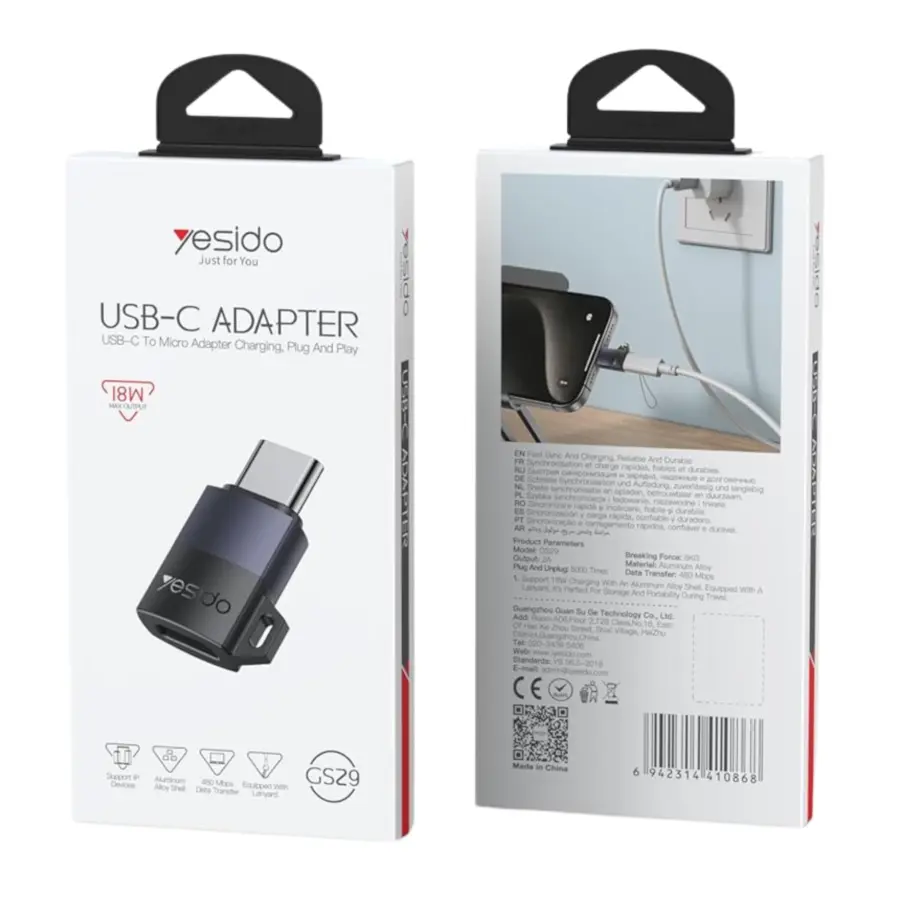 YESIDO GS29 USB-C OTG Adapter for Charging & Data Transfer - photo 3 - Shopo.lk