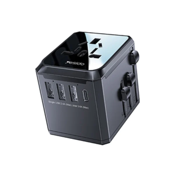 Yesido MC10 Universal Travel Adapter 3 USB + 1 USB-C Port - Shopo.lk Sri Lanka