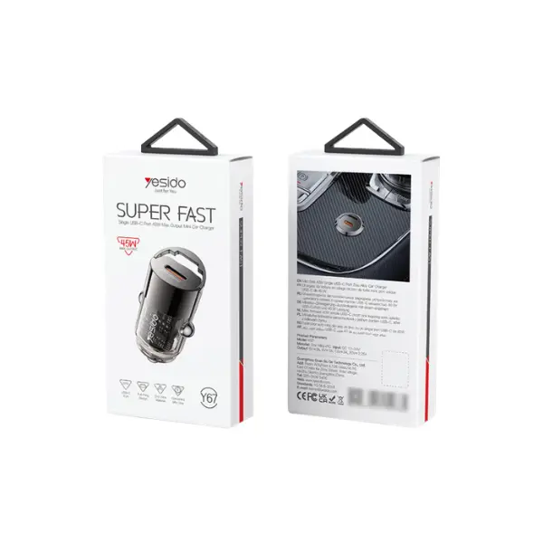 YESIDO Y67 45W Fast Charging Mini Hidden Car Charger - photo 3 - Shopo.lk