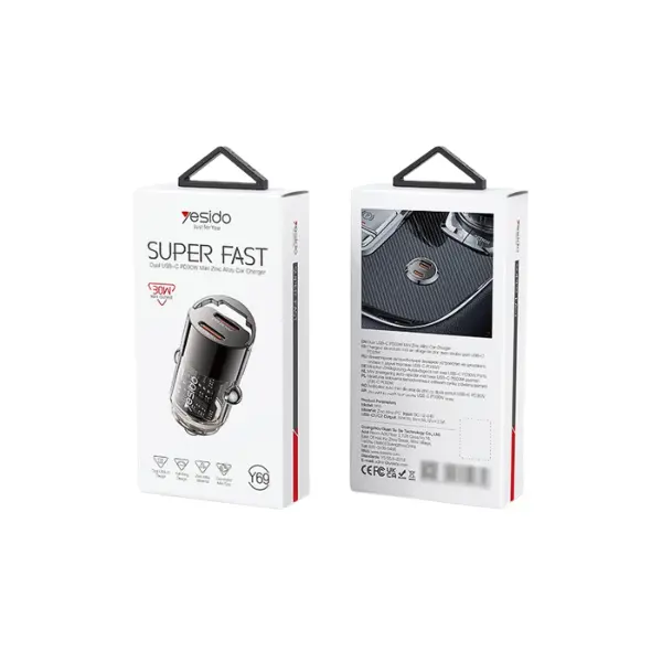 YESIDO Y69 Dual USB-C 30W PD Mini Car Charger - photo 3 - Shopo.lk