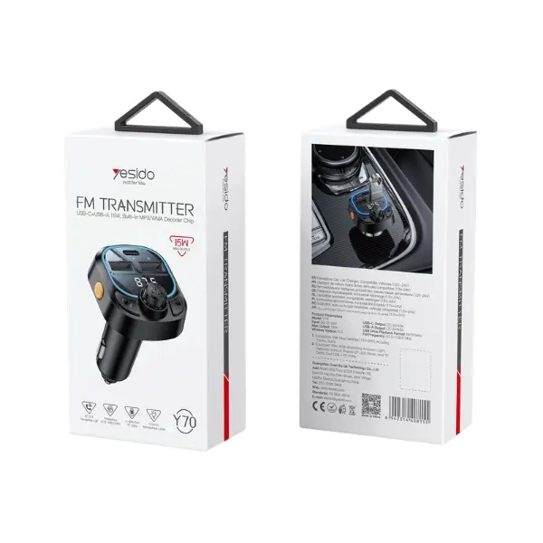 Yesido Y70 15W Bluetooth FM Transmitter - photo 3 - Shopo.lk