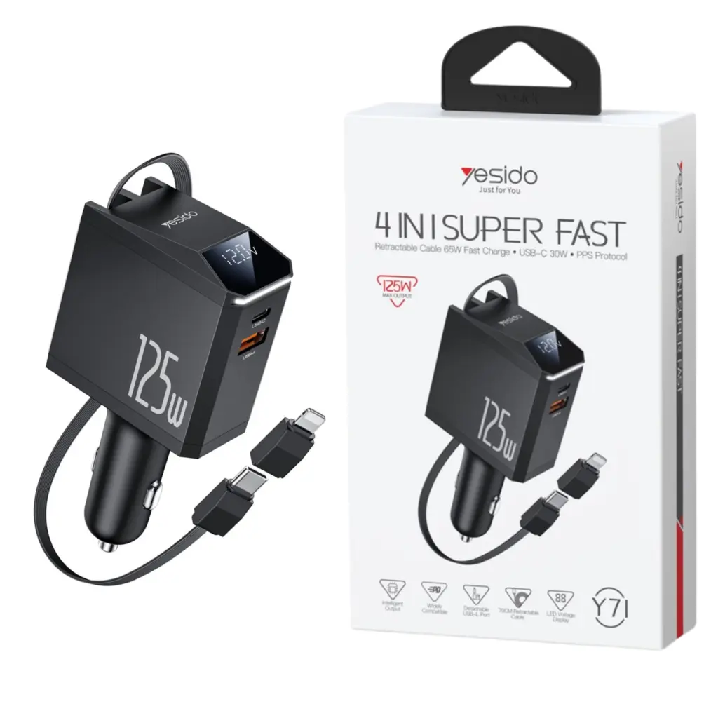 Yesido Y71 125w 4 In 1 Super Fast Car Charger - photo 2 - Shopo.lk