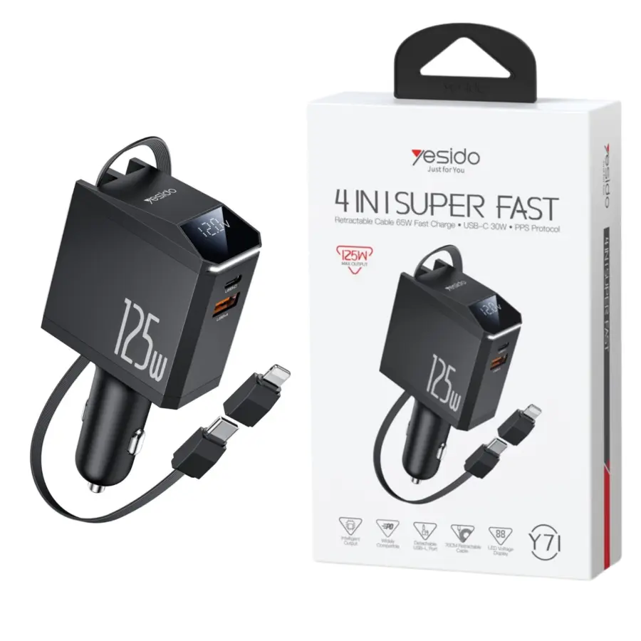 Yesido Y71 125w 4 In 1 Super Fast Car Charger - photo 2 - Shopo.lk